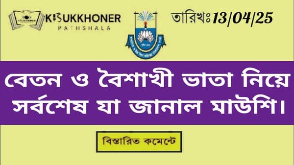 মার্চের বেতন ও বৈশাখী ভাতা নিয়ে সর্বশেষ যা জানাল মাউশি।