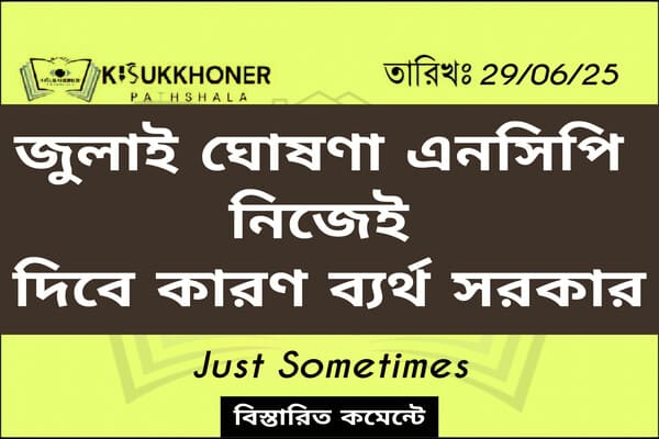 জুলাই ঘোষণা এনসিপি নিজেই দিবে কারণ ব্যর্থ সরকার