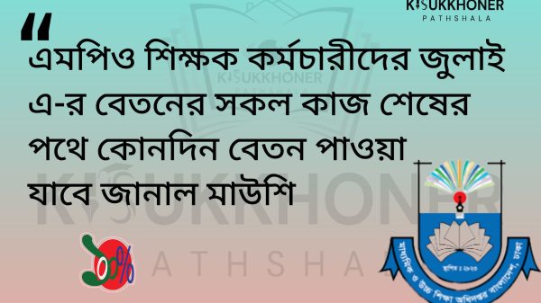 এমপিও শিক্ষক কর্মচারীদের জুলাইয়ের বেতন কার্যক্রম শেষ পর্যায়ে কোনদিন বেতন পাওয়া যাবে জানাল মাউশি