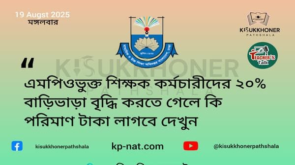 এমপিওভুক্ত শিক্ষক কর্মচারীদের ২০% বাড়িভাড়া বৃদ্ধি করতে গেলে কি পরিমাণ টাকা লাগবে দেখুন