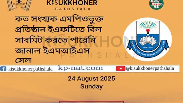 কত সংখ্যক এমপিওভুক্ত প্রতিষ্ঠান ইএফটিতে বিল সাবমিট করতে পারেনি জানাল ইএমআইএস সেল