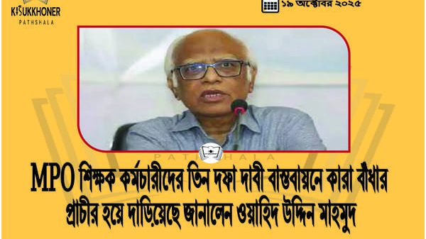 MPO শিক্ষক কর্মচারীদের তিন দফা দাবী বাস্তবায়নে কারা বাঁধার প্রাচীর হয়ে দাড়িয়েছে জানালেন ওয়াহিদ উদ্দিন মাহমুদ