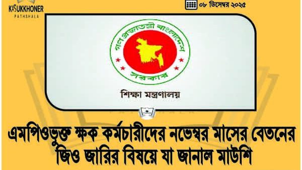 এমপিওভুক্ত ক্ষক কর্মচারীদের নভেম্বর মাসের বেতনের জিও জারির বিষয়ে যা জানাল মাউশি