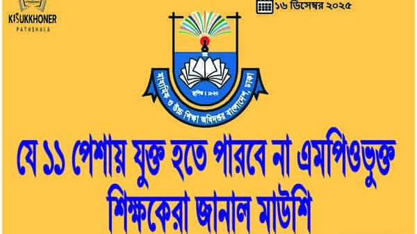 যে ১১ পেশায় যুক্ত হতে পারবে না এমপিওভুক্ত শিক্ষকেরা জানাল মাউশি