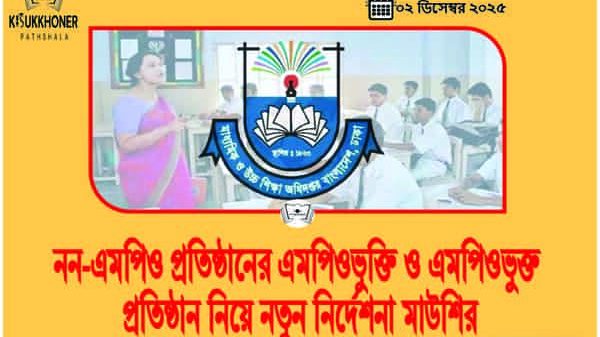 নন-এমপিও প্রতিষ্ঠানের এমপিওভুক্তি ও এমপিওভুক্ত প্রতিষ্ঠান নিয়ে নতুন নির্দেশনা মাউশির