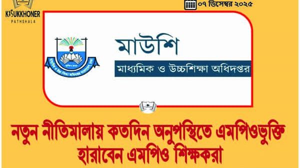 নতুন নীতিমালায় কতদিন অনুপস্থিতে এমপিওভুক্তি হারাবেন এমপিও শিক্ষকরা