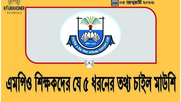 এমপিও শিক্ষকদের যে ৫ ধরনের তথ্য চাইল মাউশি