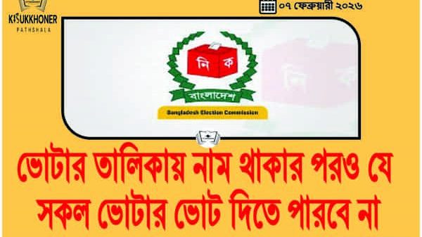 ভোটার তালিকায় নাম থাকার পরও যে সকল ভোটার ভোট দিতে পারবে না