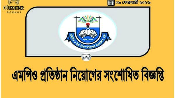এমপিও প্রতিষ্ঠান নিয়োগের সংশোধিত বিজ্ঞপ্তি
