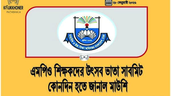 এমপিও শিক্ষকদের উৎসব ভাতা সাবমিট কোনদিন হতে জানাল মাউশি