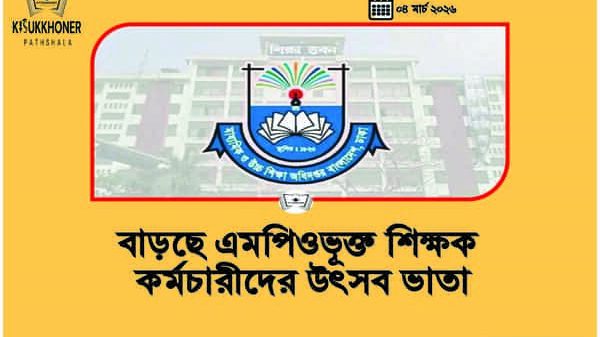 বাড়ছে এমপিওভূক্ত শিক্ষক কর্মচারীদের উৎসব ভাতা