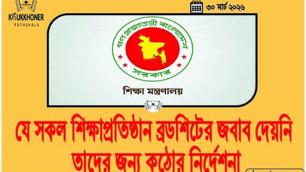 যে সকল শিক্ষাপ্রতিষ্ঠান ব্রডশিটের জবাব দেয়নি তাদের জন্য কঠোর নির্দেশনা