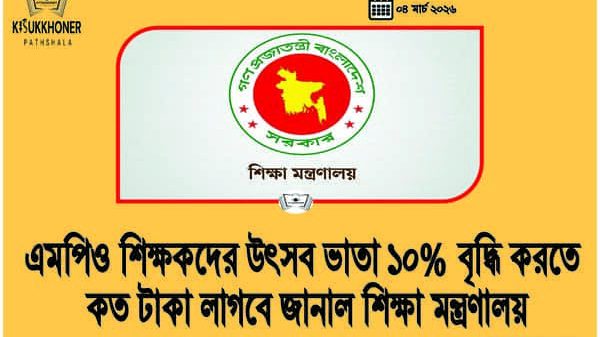 এমপিও শিক্ষকদের উৎসব ভাতা ১০% বৃদ্ধি করতে কত টাকা লাগবে জানাল শিক্ষা মন্ত্রণালয়
